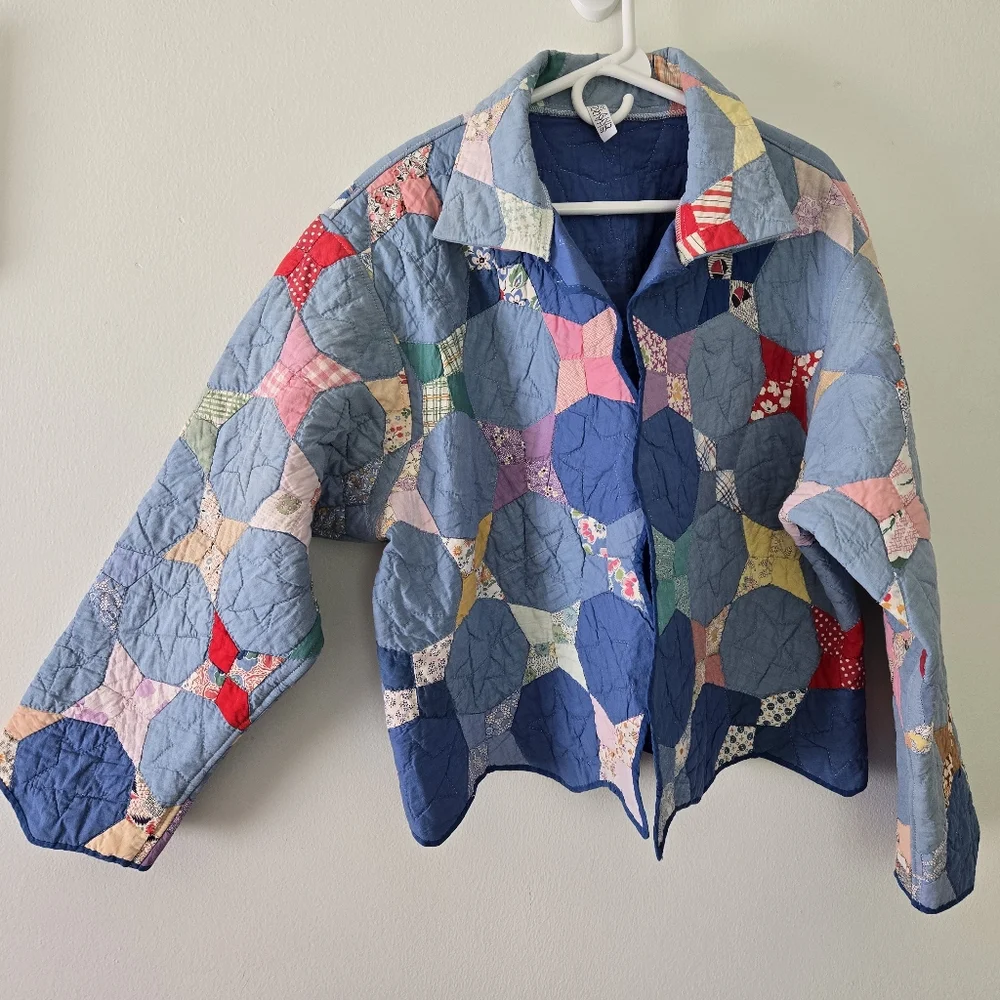 NWOT Vintage Quilt Coat Upcycled Patchwork Quilted Jacket - Picture 2 of 7
